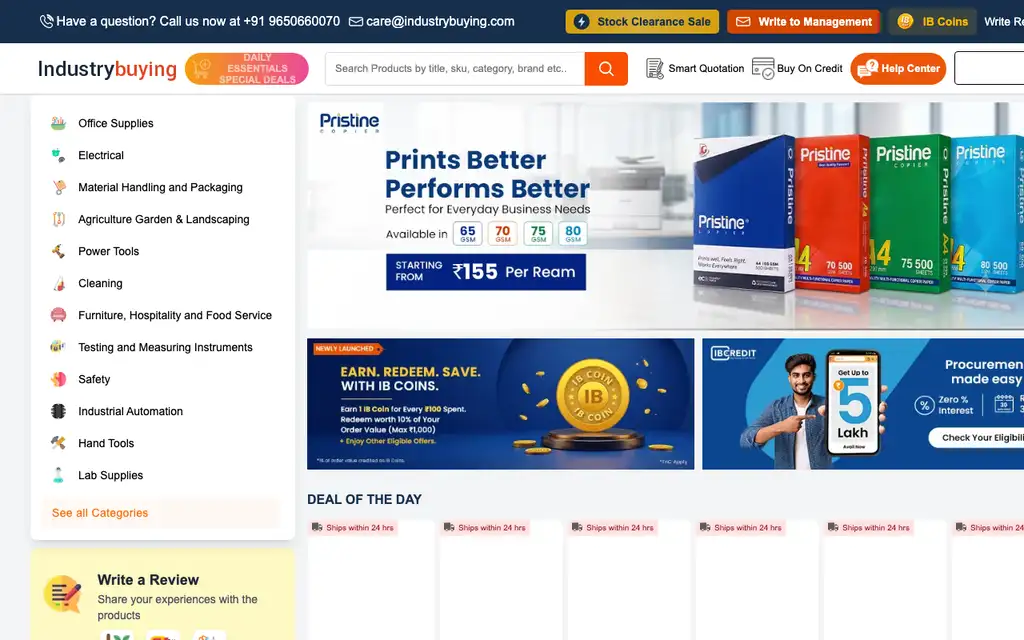 Industrybuying website homepage screenshot