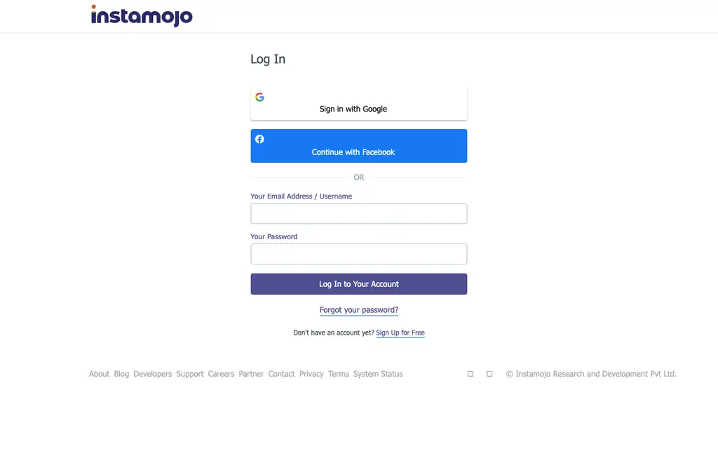 Instamojo Payments website homepage screenshot