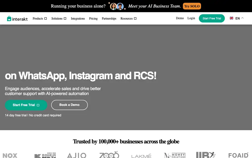 Interakt website homepage screenshot