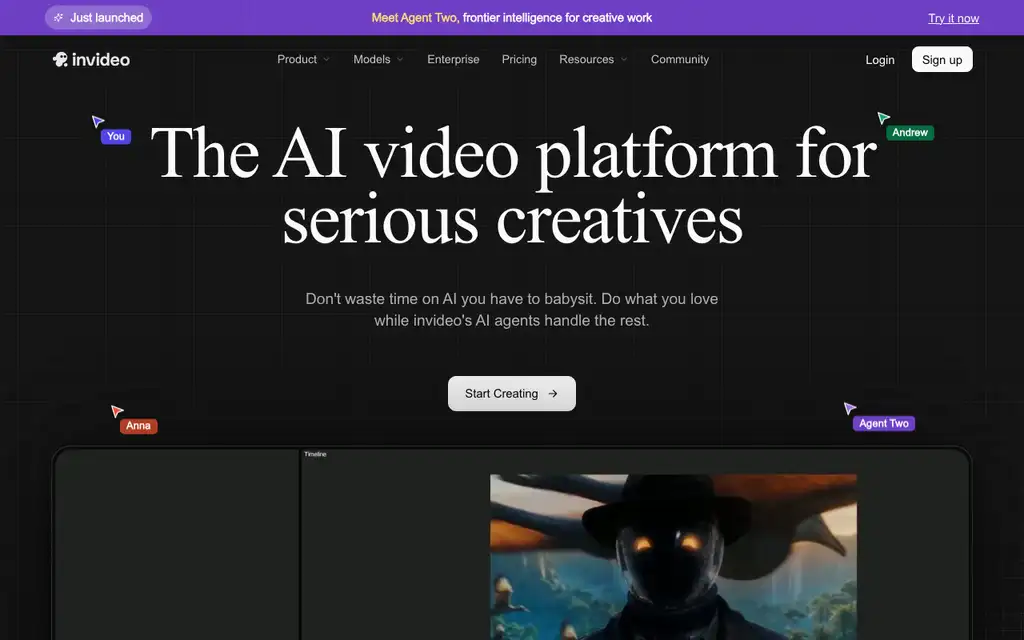 InVideo website homepage screenshot