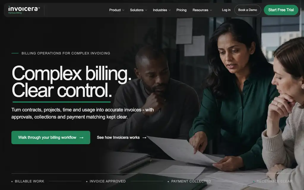 Invoicera website homepage screenshot