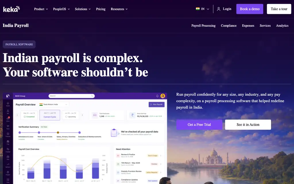 Keka Payroll website homepage screenshot