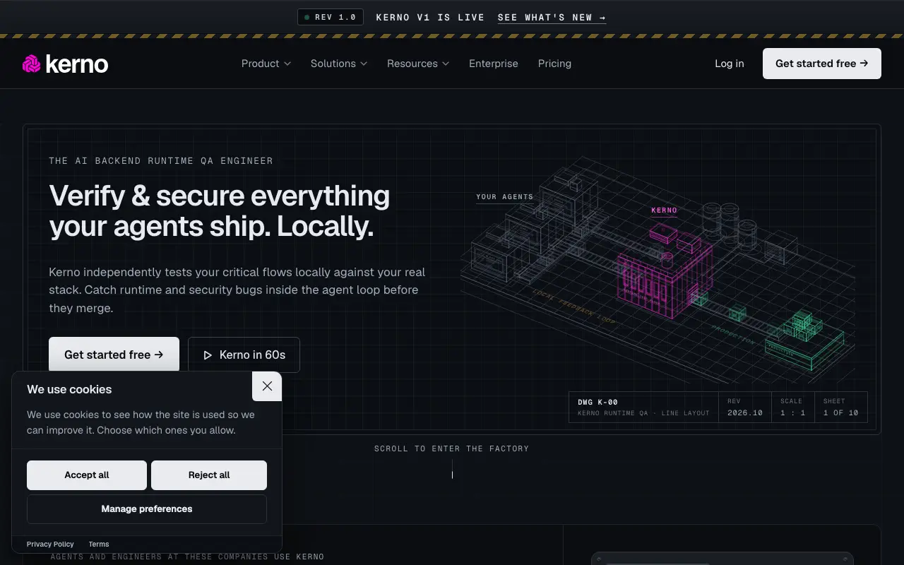Kerno homepage — official kerno.io website screenshot