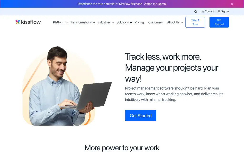 Kissflow Project website homepage screenshot