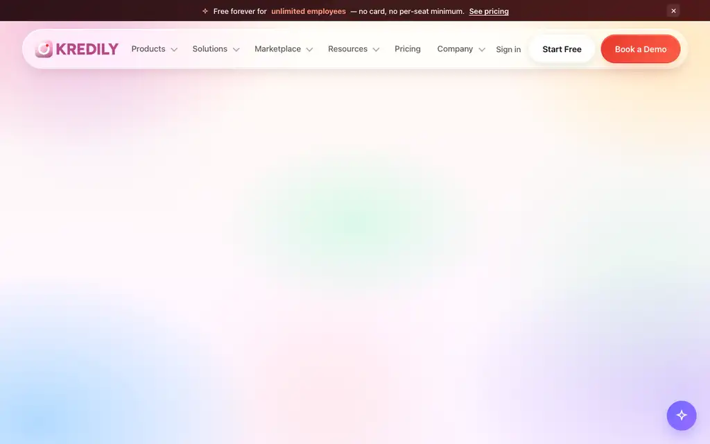 Kredily website homepage screenshot