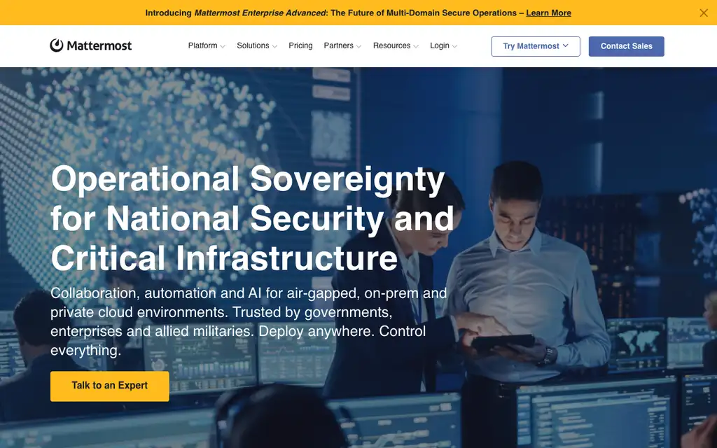 Mattermost website homepage screenshot