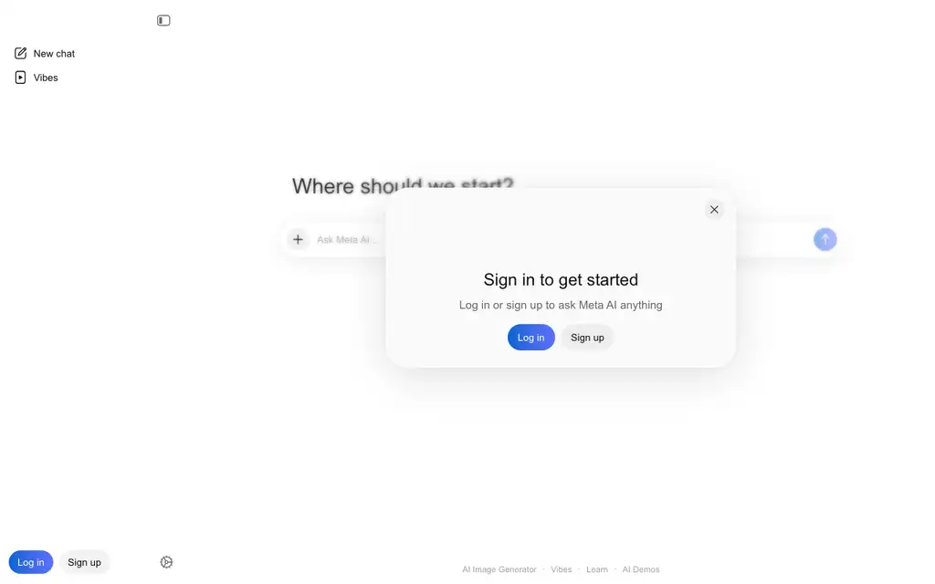 Meta AI website homepage screenshot