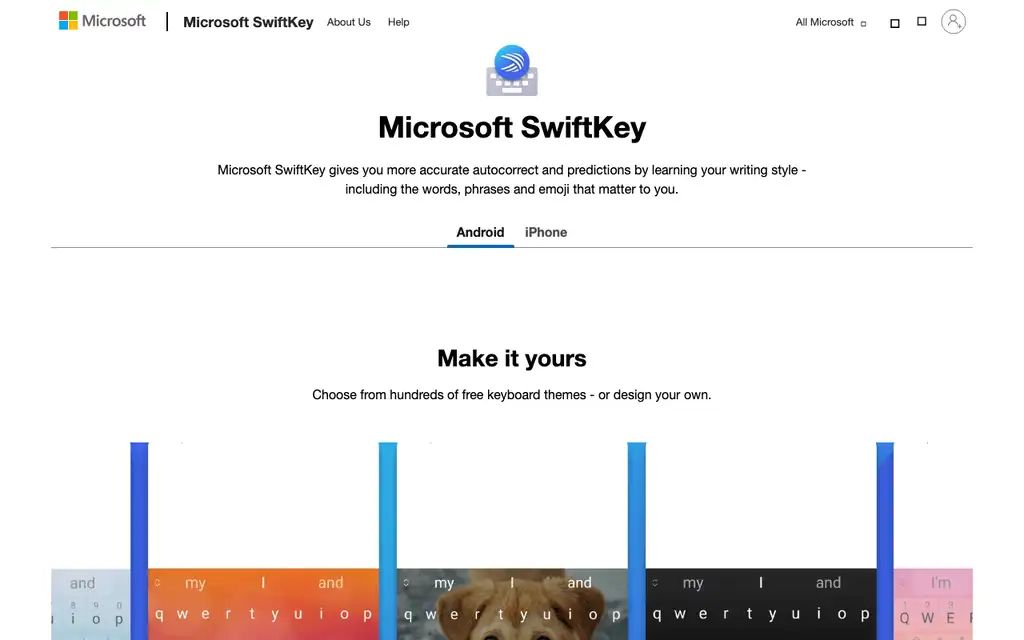 Microsoft SwiftKey website homepage screenshot