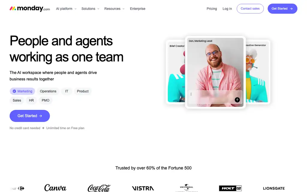 monday.com website homepage screenshot
