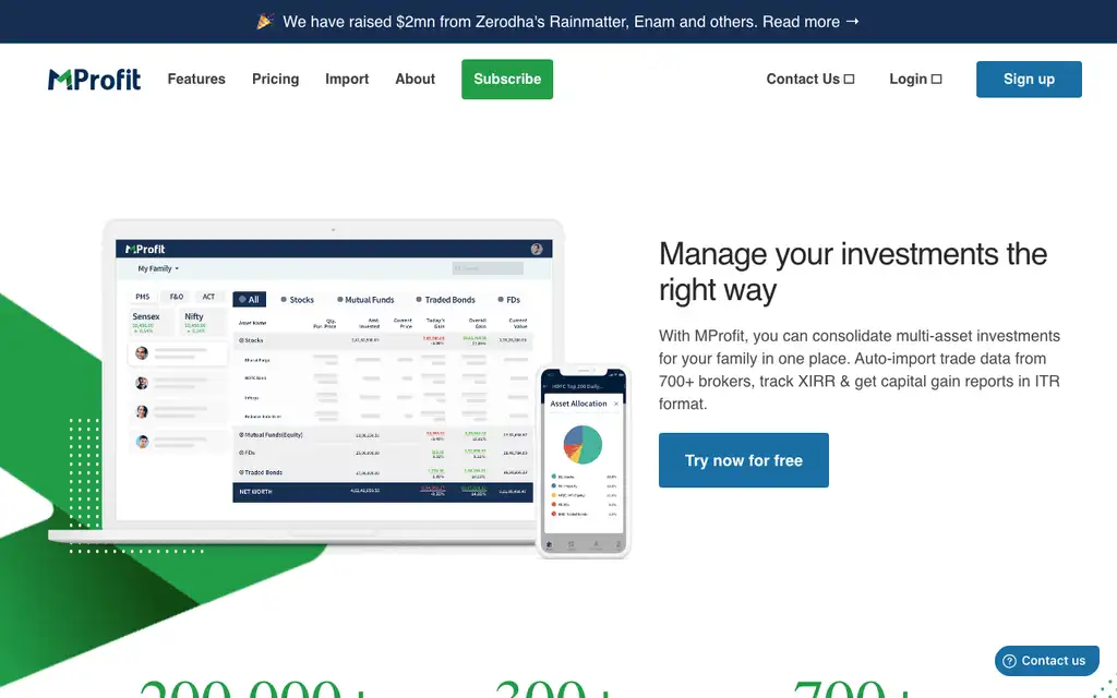 Mprofit website homepage screenshot