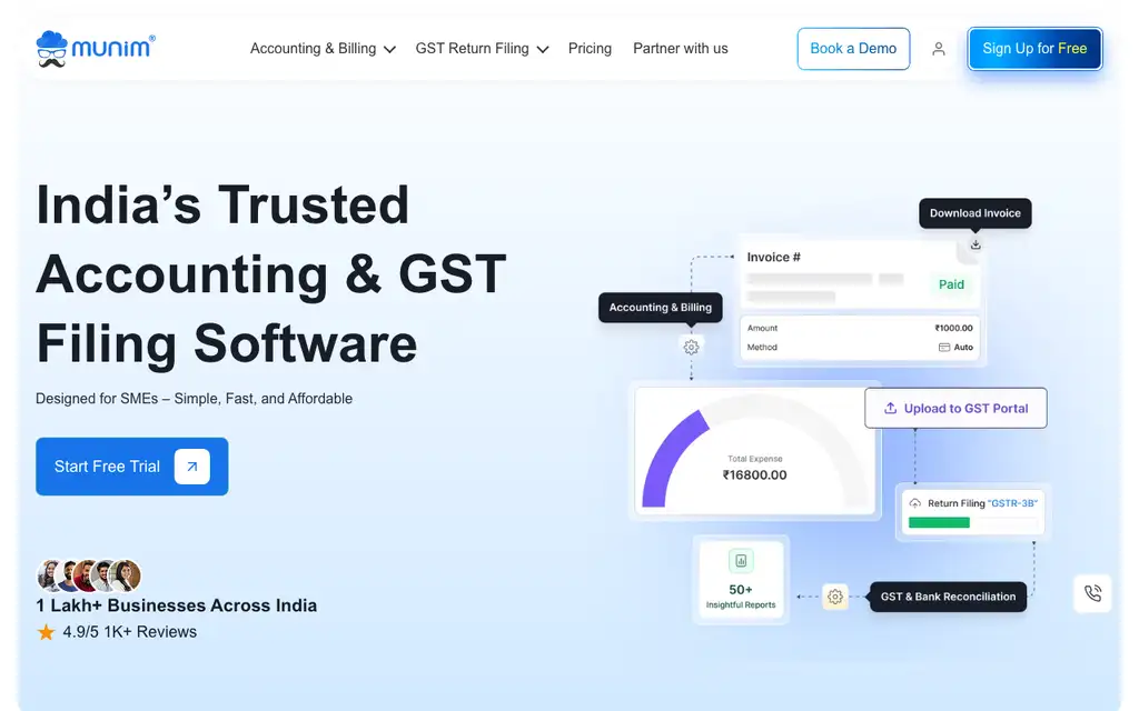 Munim website homepage screenshot