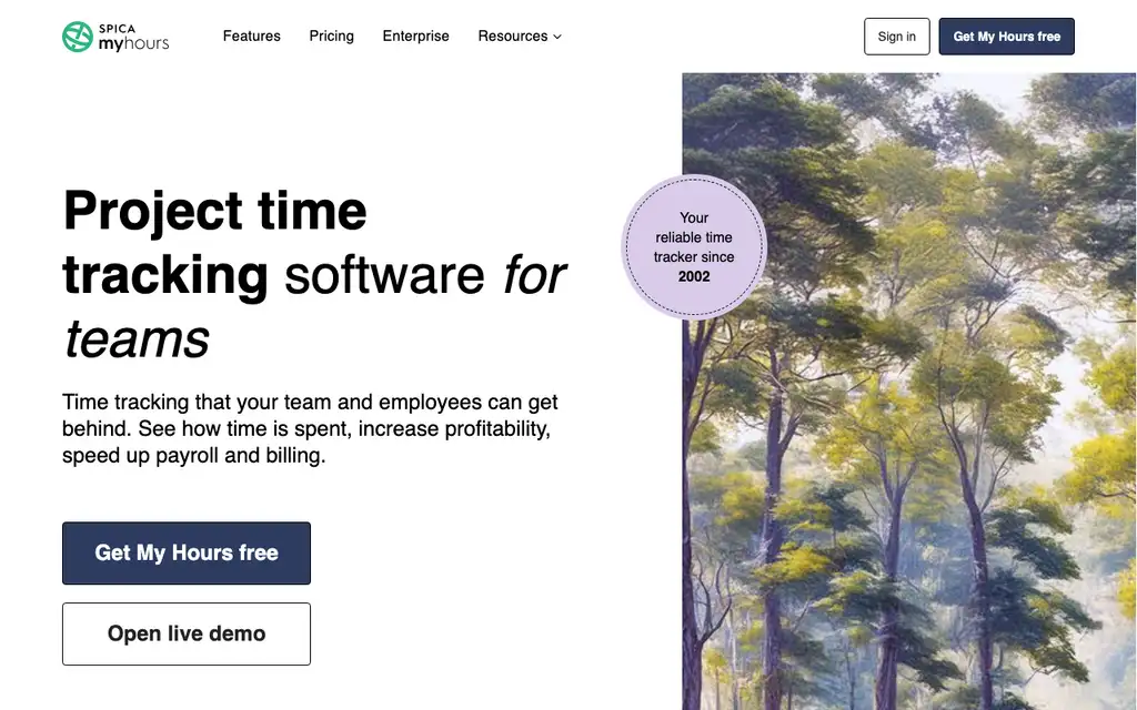 My Hours website homepage screenshot