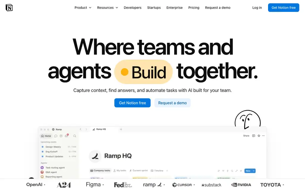 Notion website homepage screenshot