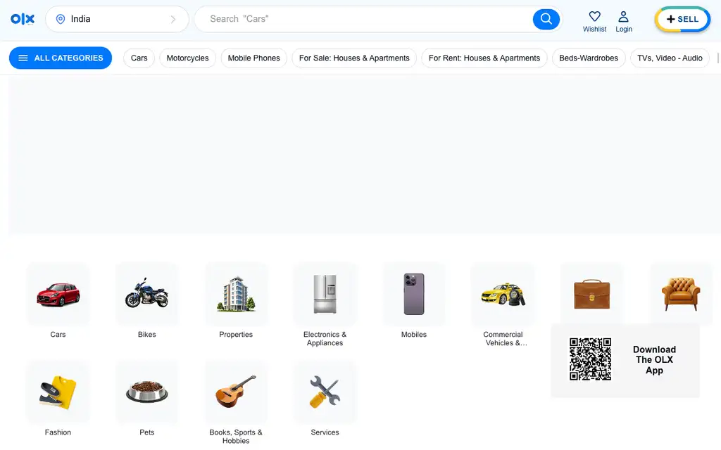 OLX website homepage screenshot