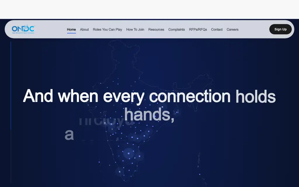 ONDC website homepage screenshot
