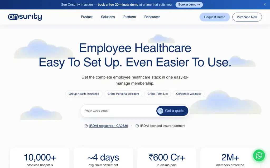 Onsurity website homepage screenshot