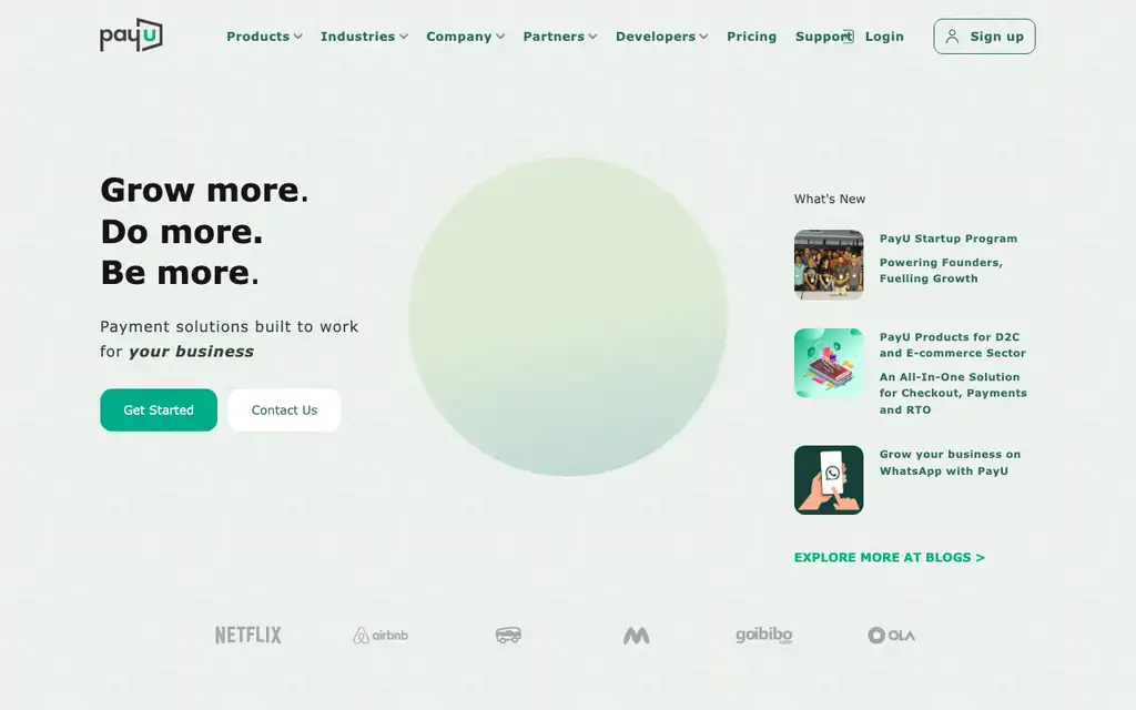 PayU website homepage screenshot