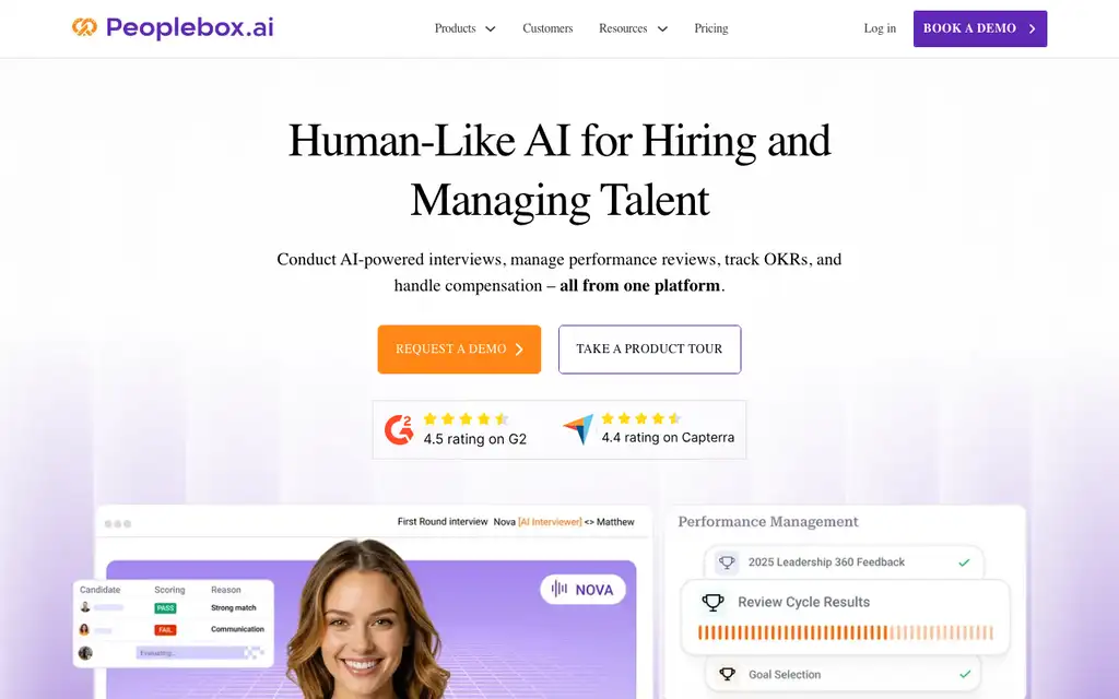 Peoplebox website homepage screenshot