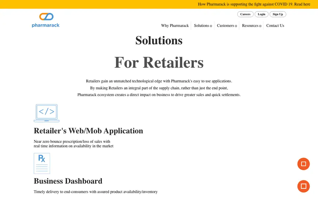 Pharmarack Retailer website homepage screenshot