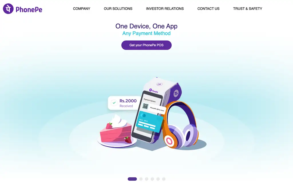 PhonePe website homepage screenshot