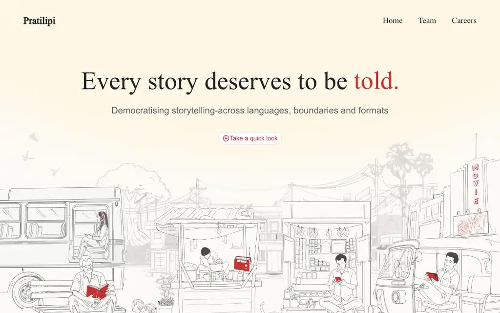 Pratilipi website homepage screenshot