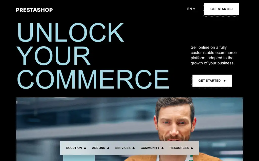 PrestaShop website homepage screenshot