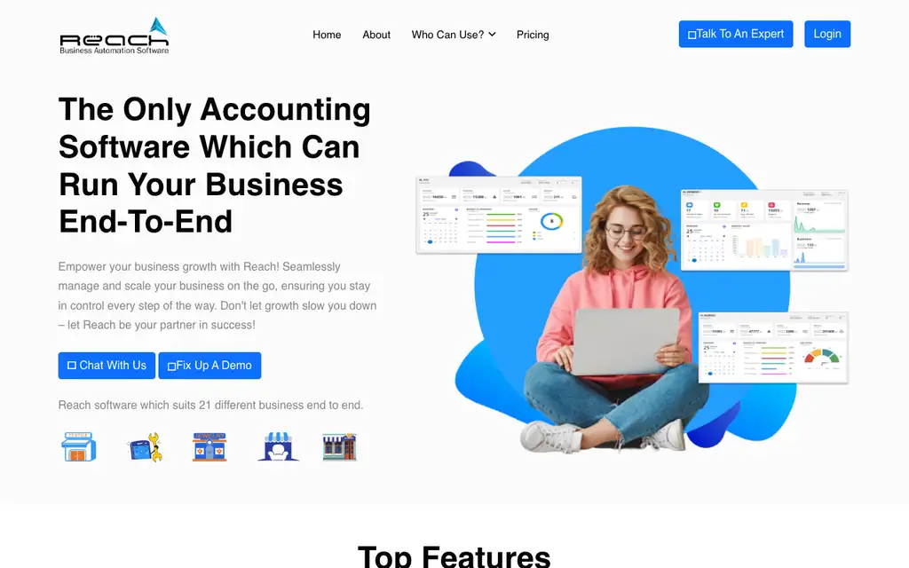 Reach Accounting website homepage screenshot