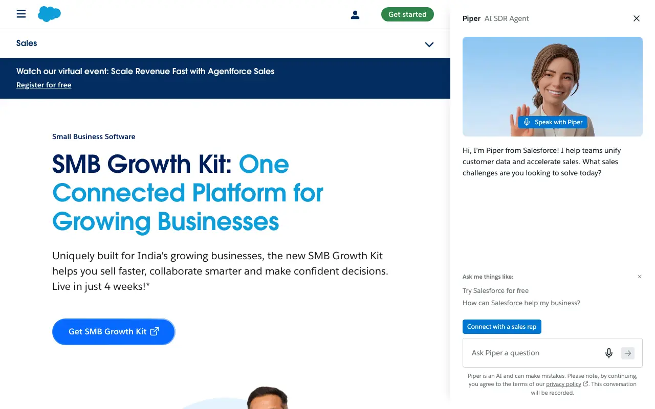 Salesforce Sales Cloud — Sales Software & Solutions Powered by AI (official www.salesforce.com page)