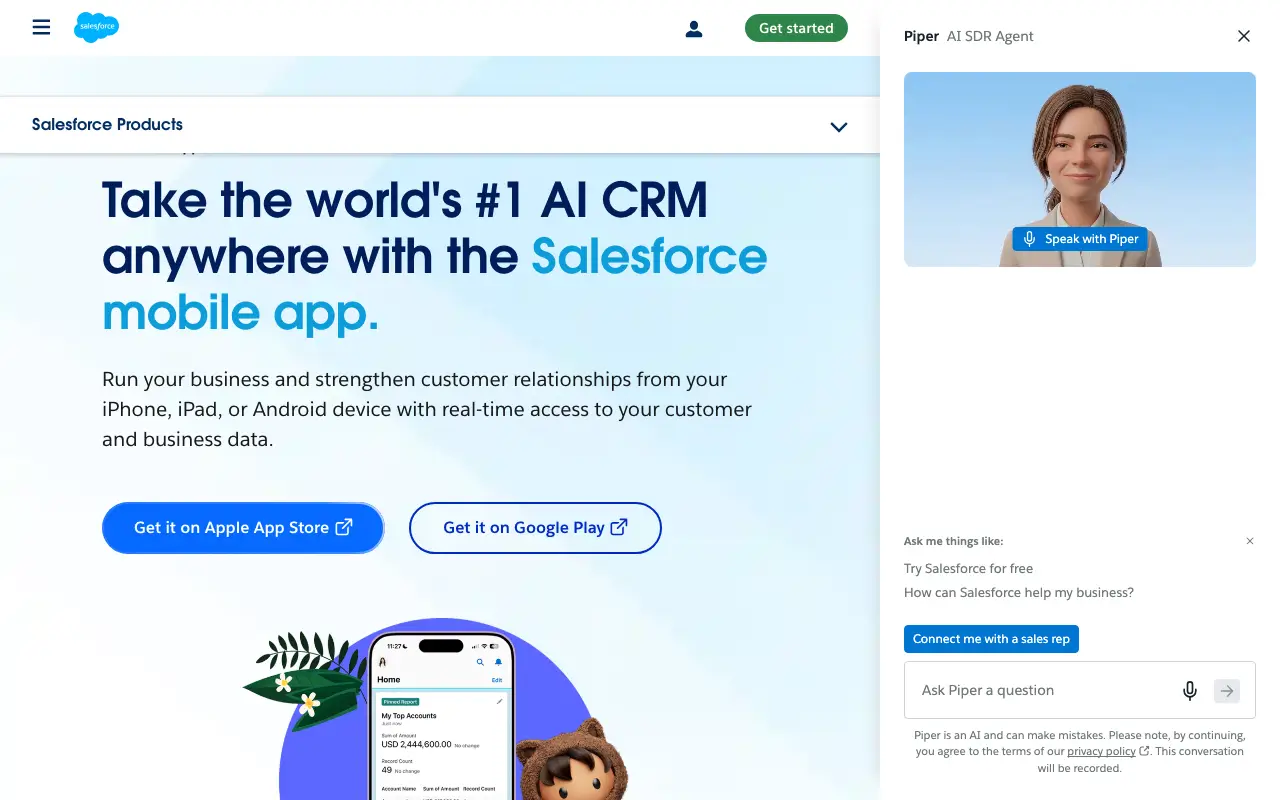 Salesforce Sales Cloud — Salesforce App for Mobile (official www.salesforce.com page)