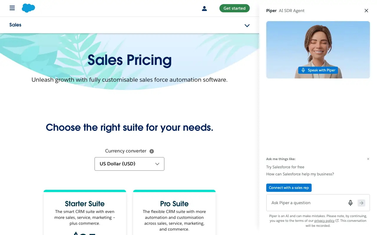 Salesforce Sales Cloud — Salesforce Sales Pricing (official www.salesforce.com page)