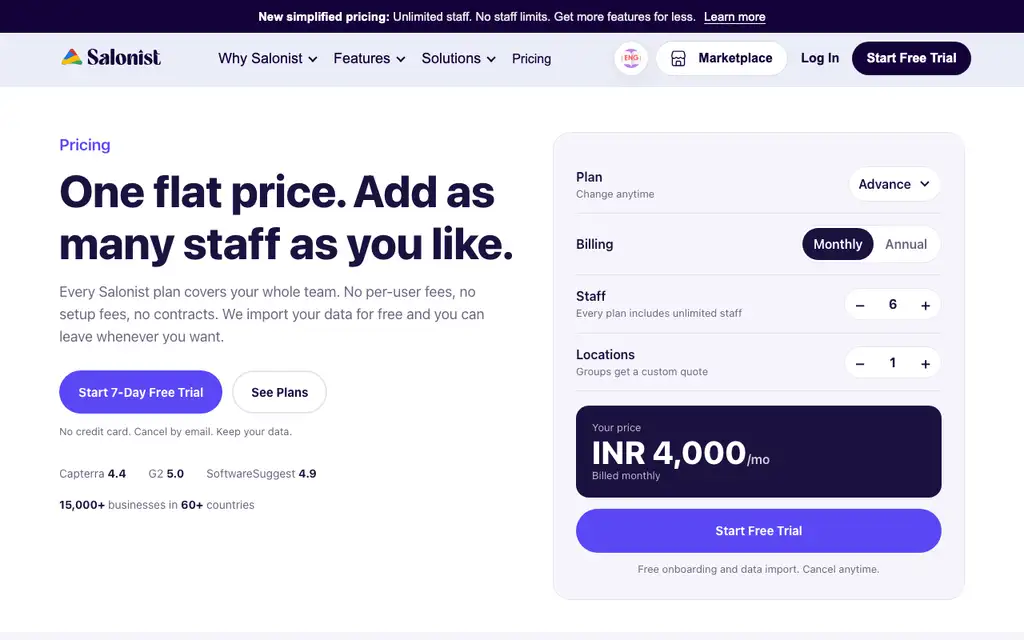 Salonist website homepage screenshot