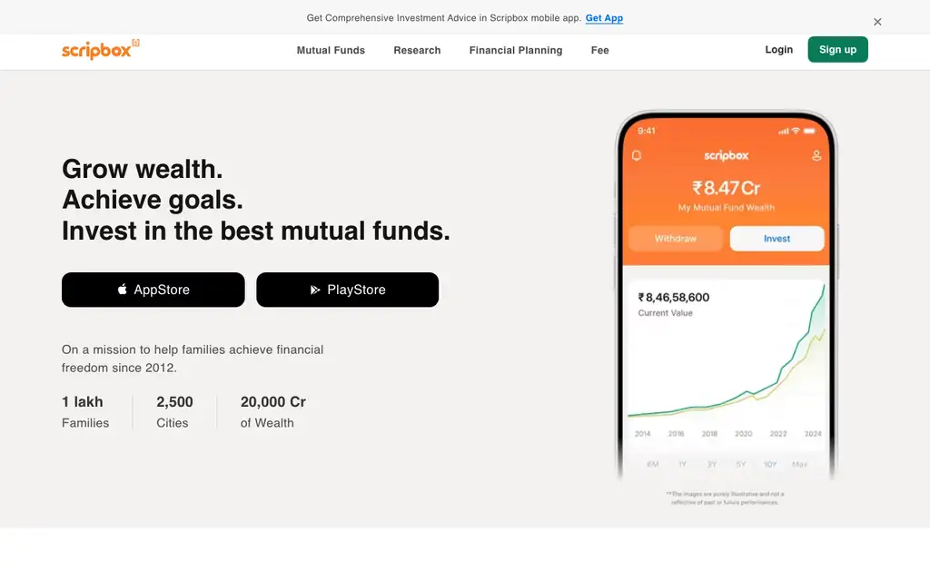 Scripbox website homepage screenshot
