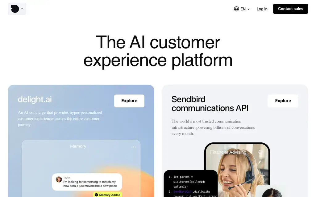 Sendbird website homepage screenshot