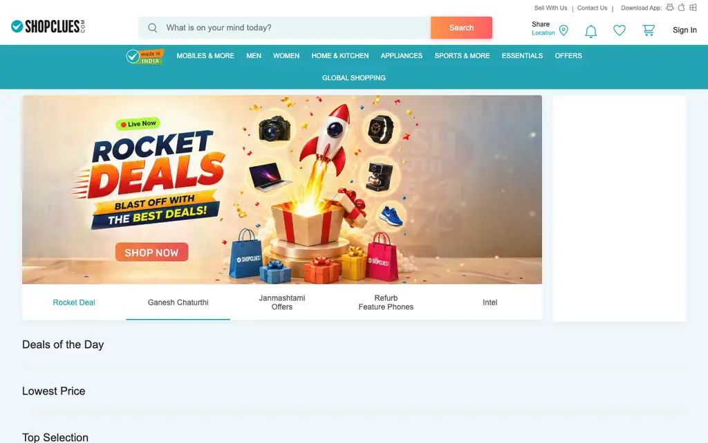ShopClues website homepage screenshot