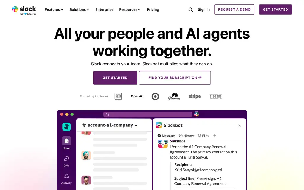 Slack website homepage screenshot