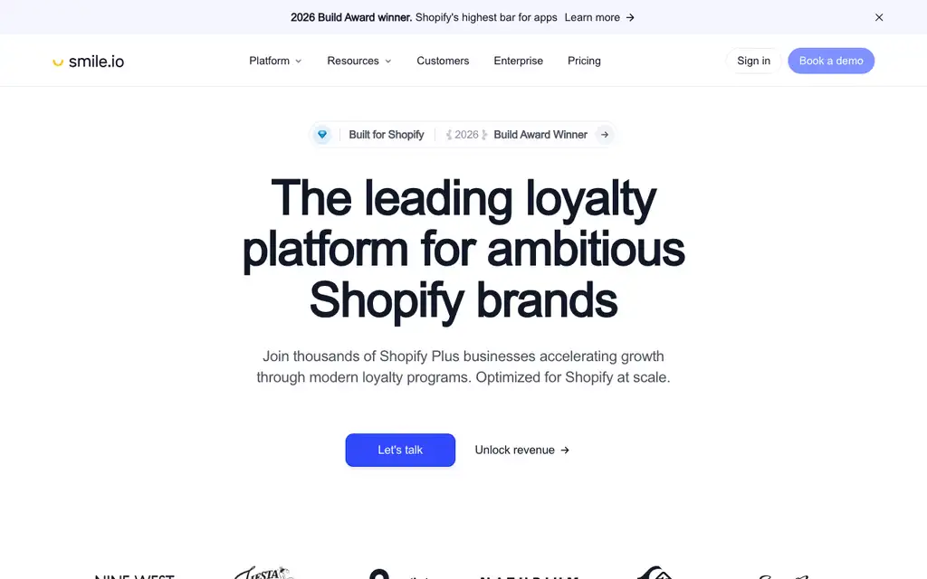 Smile.io website homepage screenshot