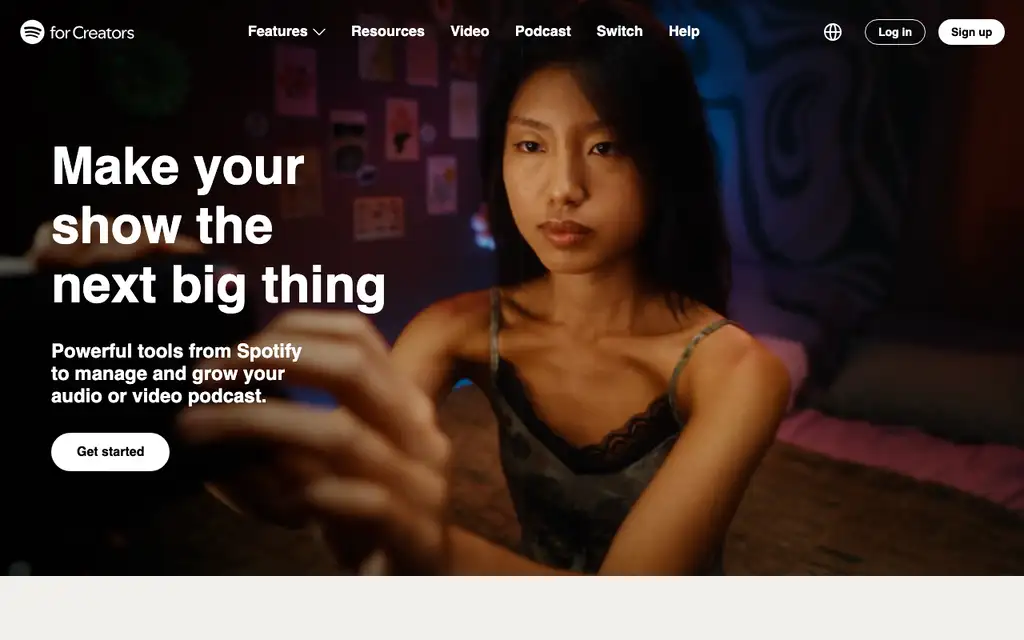 Spotify for Creators website homepage screenshot