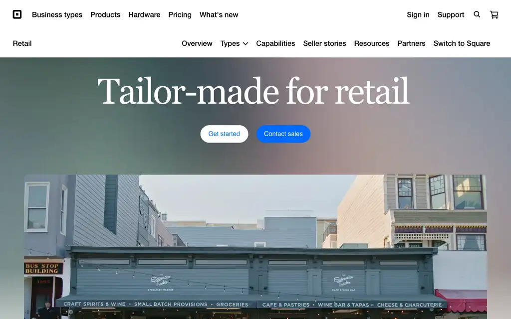 Square for Retail Inventory website homepage screenshot