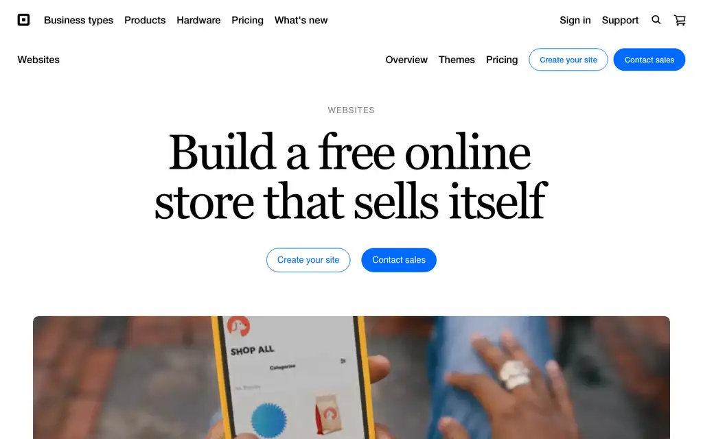 Square Online website homepage screenshot