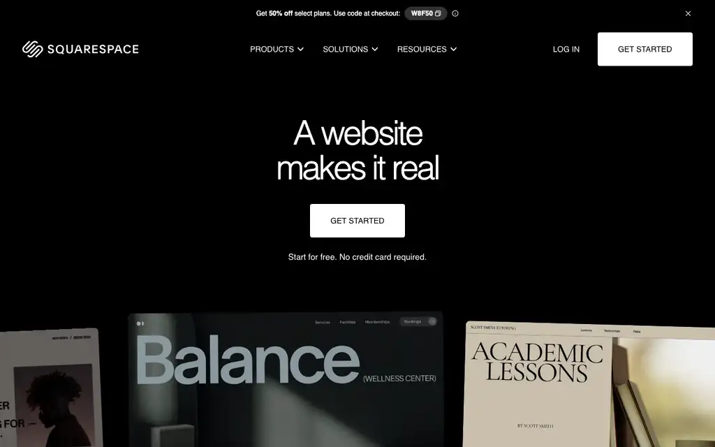 Squarespace website homepage screenshot
