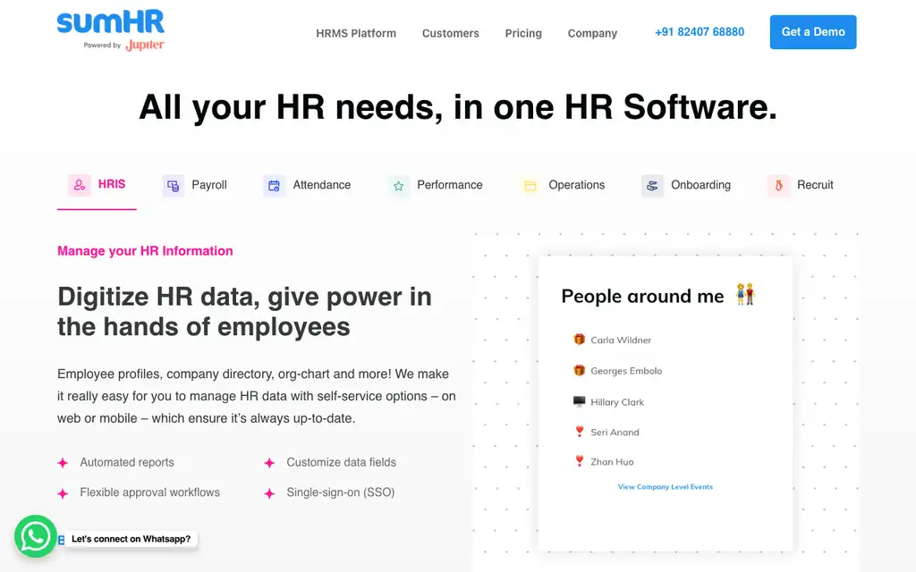 sumHR website homepage screenshot