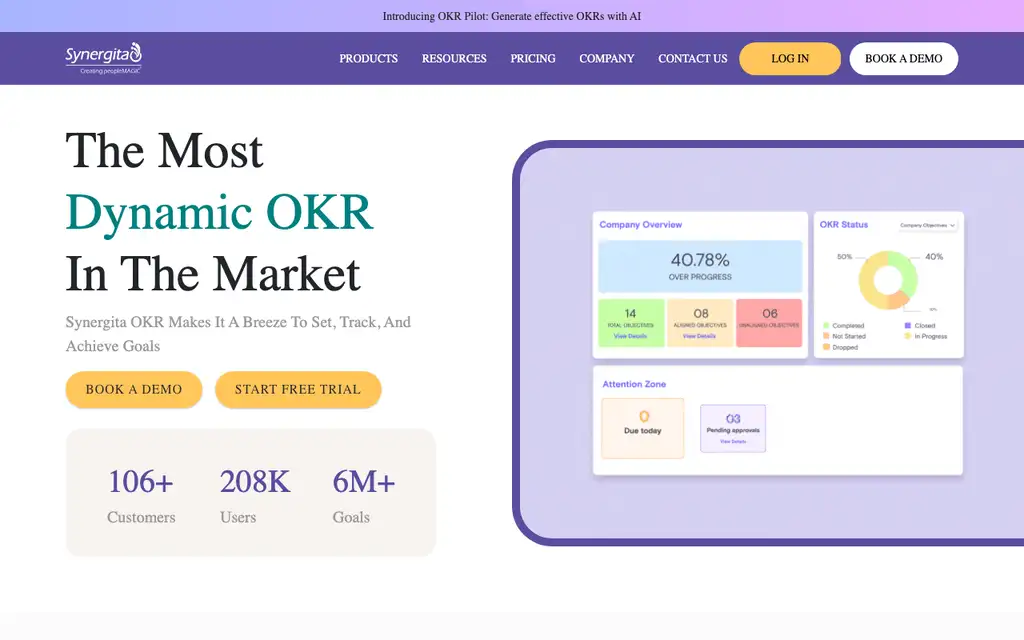 Synergita website homepage screenshot