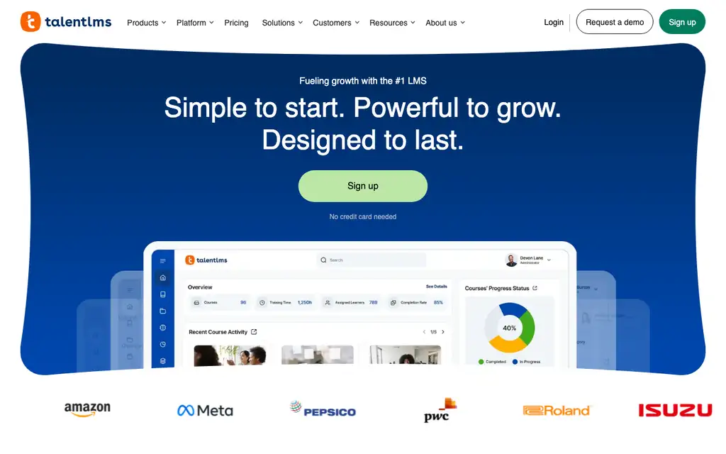 TalentLMS website homepage screenshot