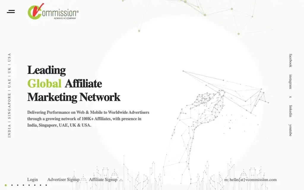 vCommission website homepage screenshot