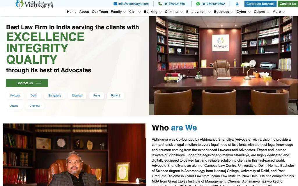 Vidhikarya website homepage screenshot