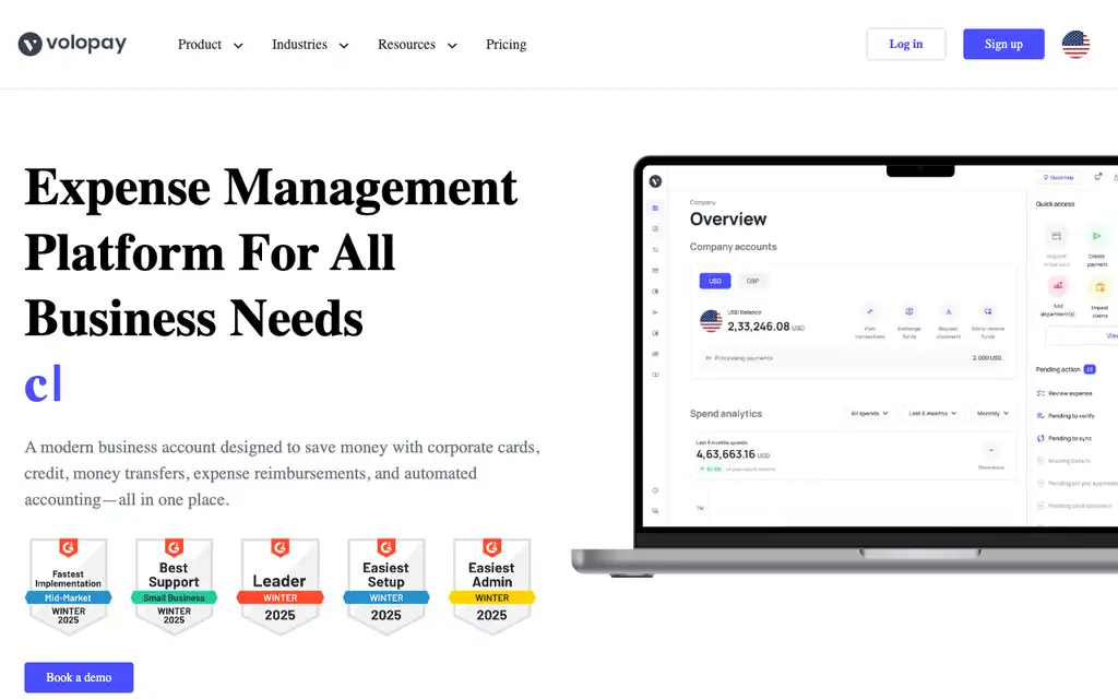 Volopay website homepage screenshot