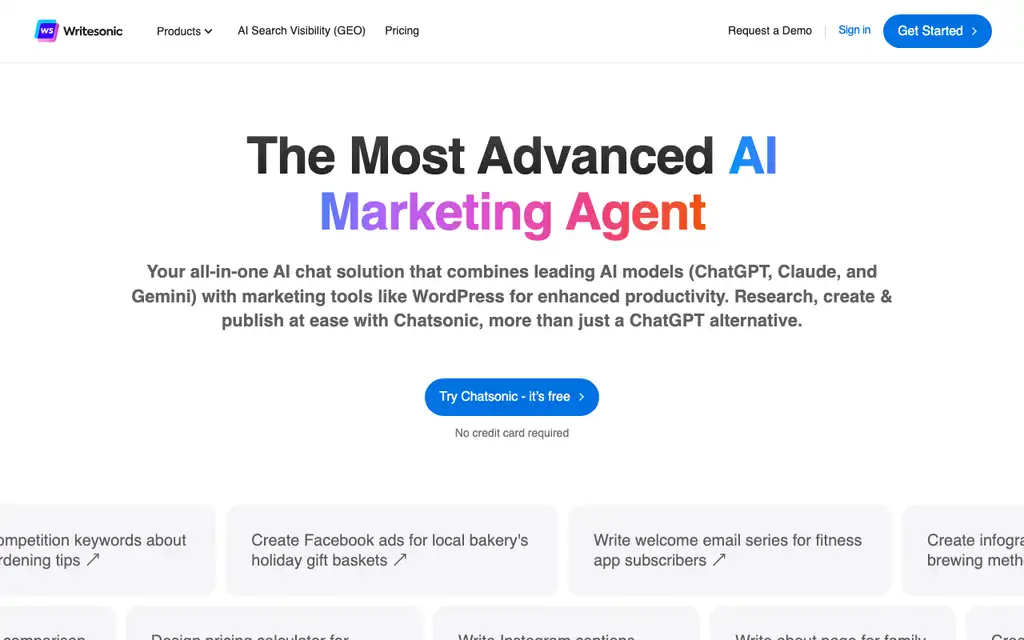 Writesonic Chatsonic website homepage screenshot