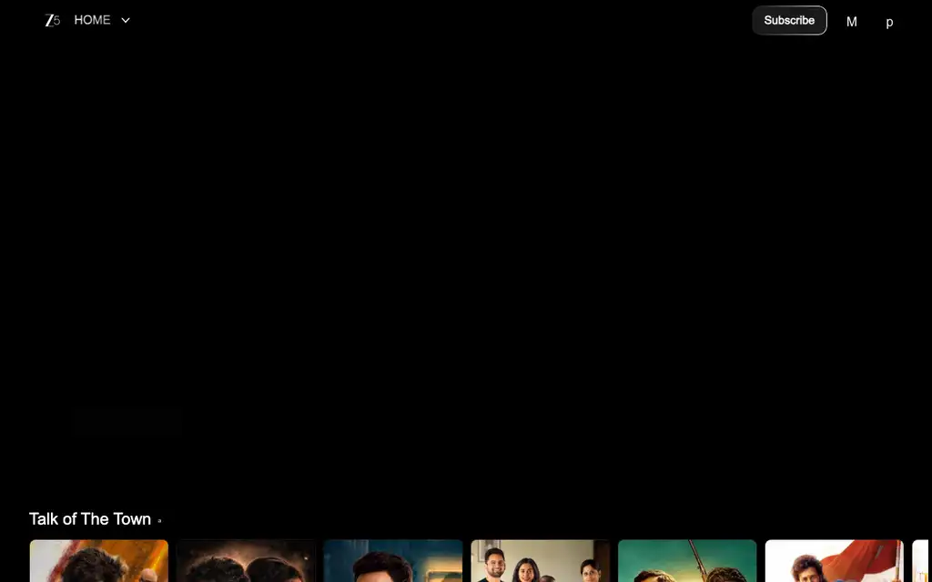 Zee5 website homepage screenshot