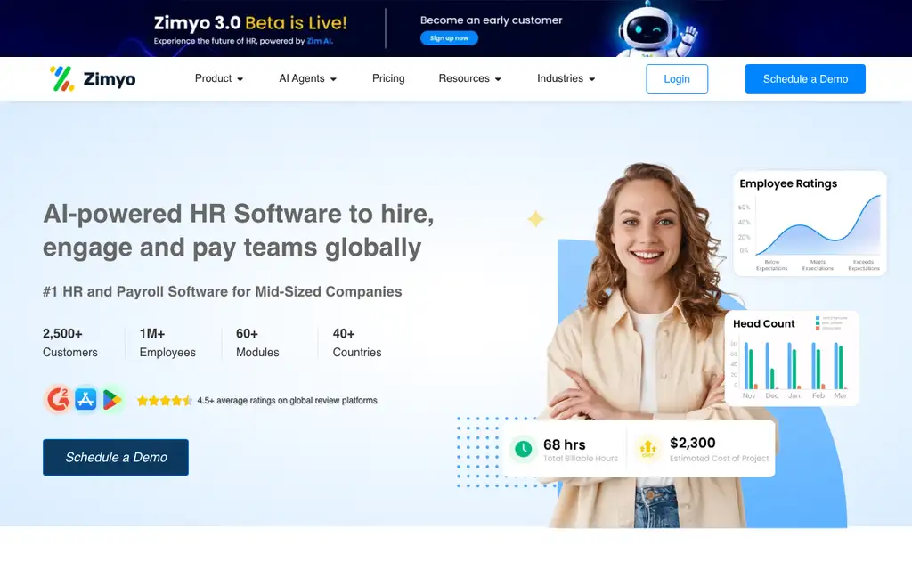 Zimyo website homepage screenshot