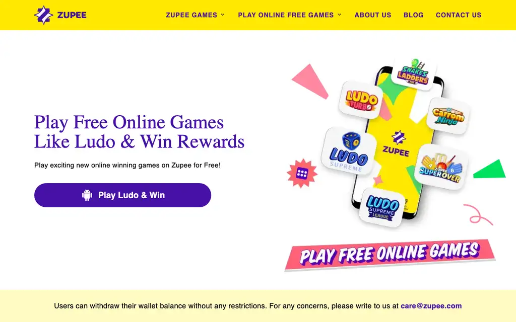 Zupee website homepage screenshot